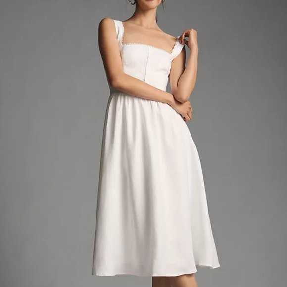 Reformation Tagliatelle Linen Dress Sz6 White - Picture 3 of 12